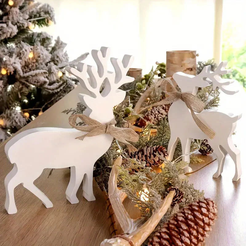 Reindeer Figurines Handcrafted Textured Mantel & Tabletop Decor