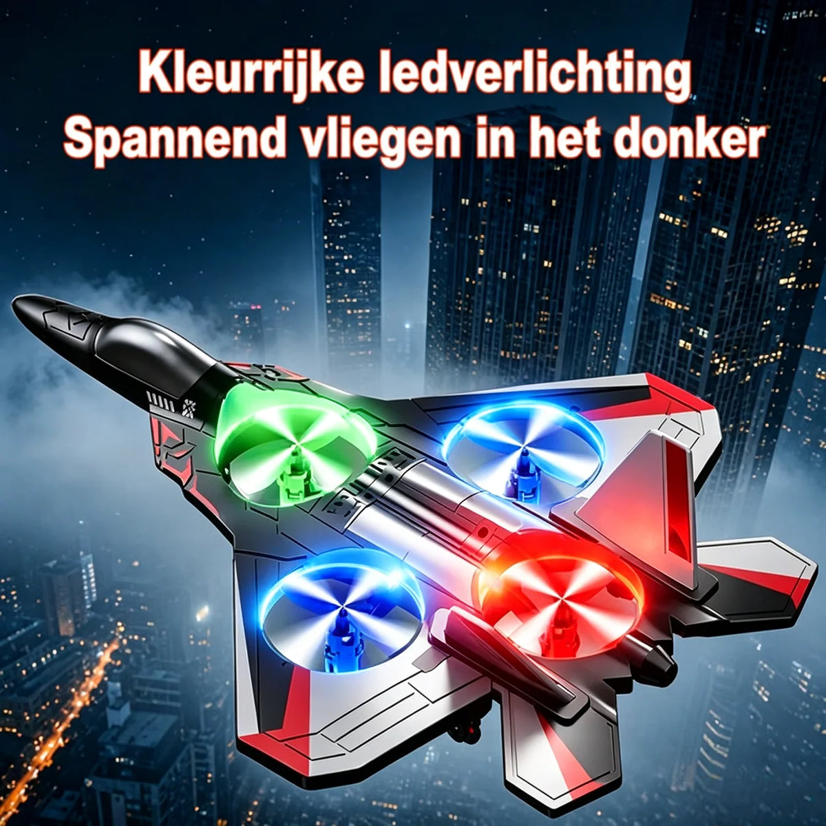 Remote-Controlled Fighter Jet 360° Stunts LED Lights Shock-Resistant