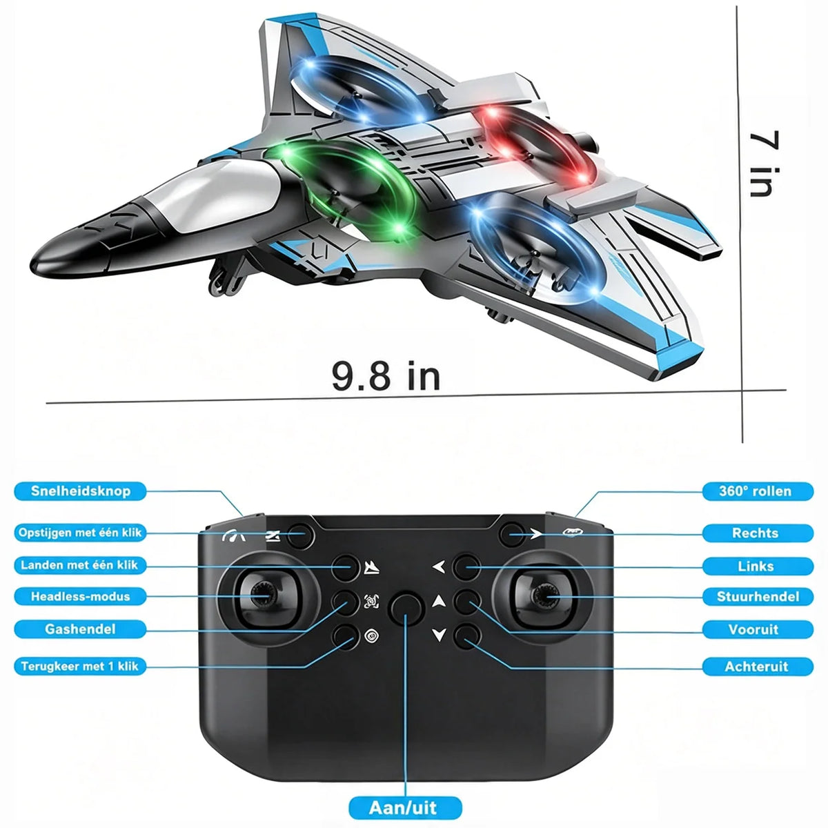 Remote-Controlled Fighter Jet 360° Stunts LED Lights Shock-Resistant
