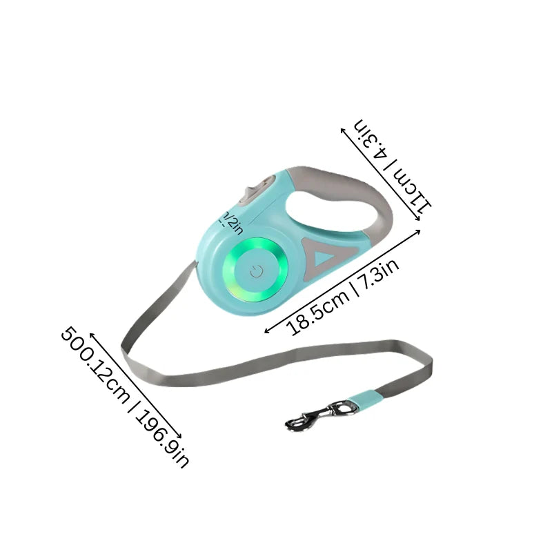 Retractable Dog Leash LED Light & Reflective Strip