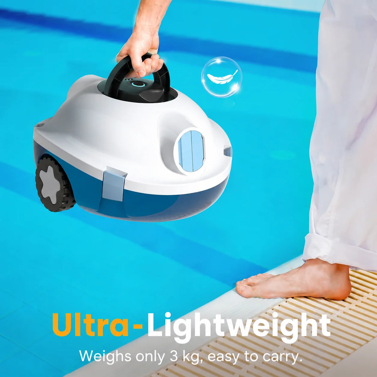Robotic Pool Cleaner Cordless 120-Min Runtime Automatic Edge Parking