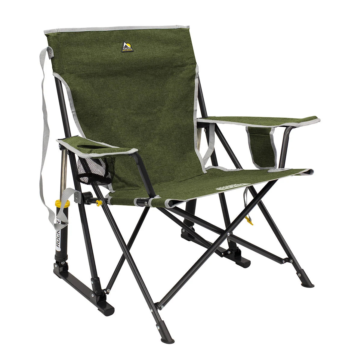 Rocking Camp Chair Spring-Action Folding With Cup Holder