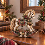 Rocking Horse Christmas Decoration Distressed Wood Tabletop Accent
