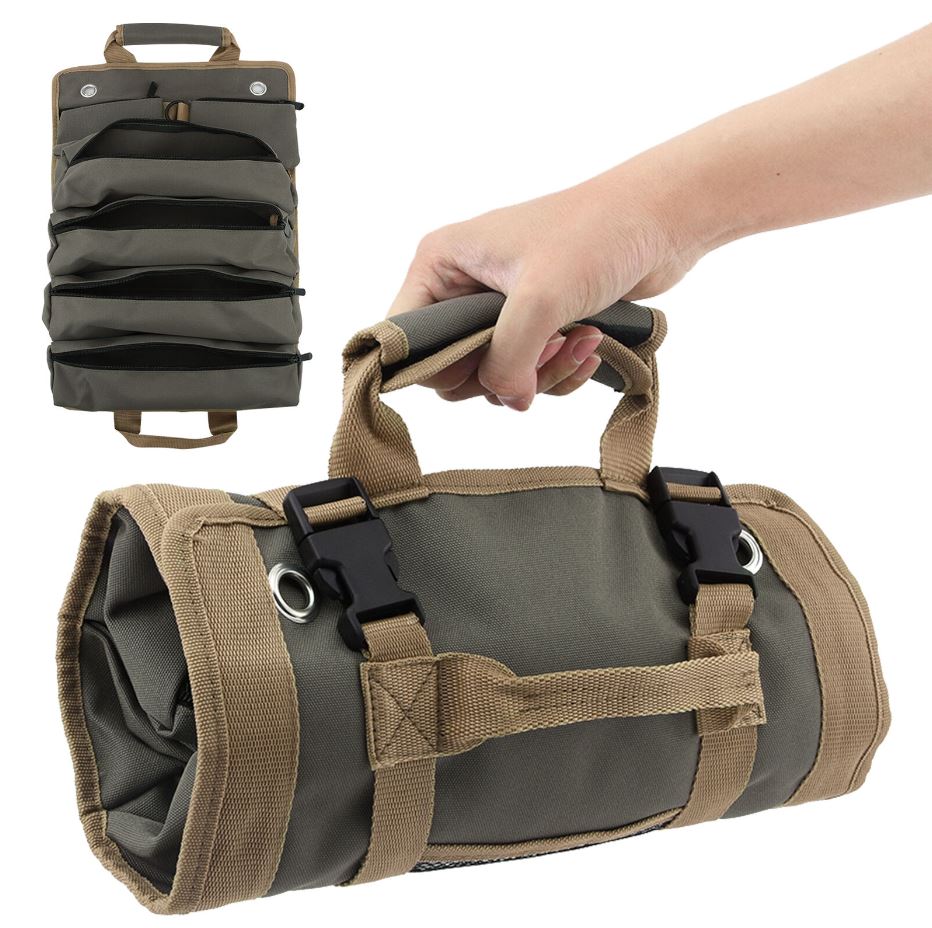 Roll-Up Tool Bag Waterproof Nylon & Rust-Proof Zippers