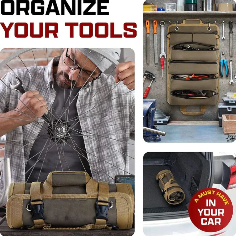 Roll-Up Tool Bag Waterproof Nylon & Rust-Proof Zippers