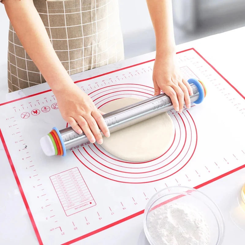Rolling Pin Adjustable Removable Spacers Stainless Steel Non-Stick