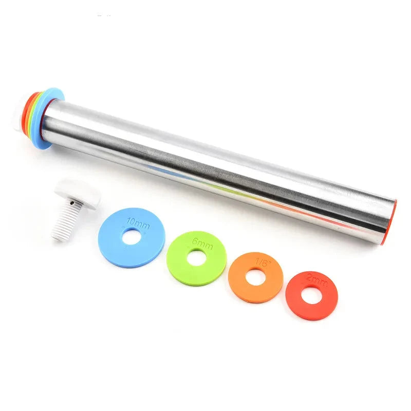 Rolling Pin Adjustable Removable Spacers Stainless Steel Non-Stick