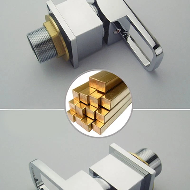 Roman Tub Faucet Solid Brass Waterfall Spout Polished Chrome