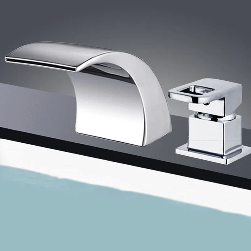 Roman Tub Faucet Solid Brass Waterfall Spout Polished Chrome