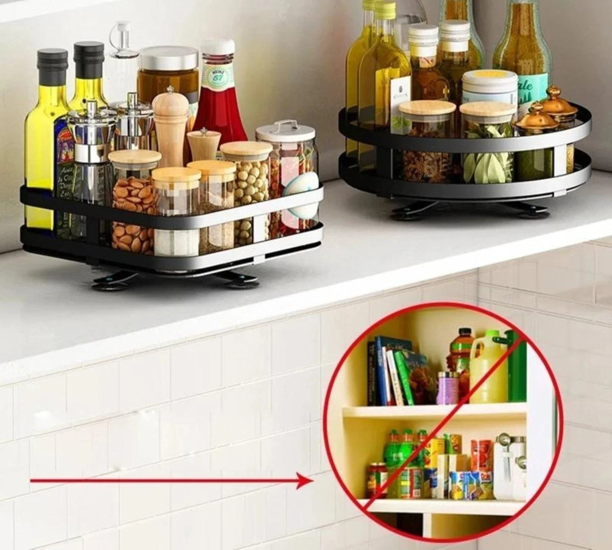 Rotating Storage Rack Stainless Steel 360° Adjustable Height