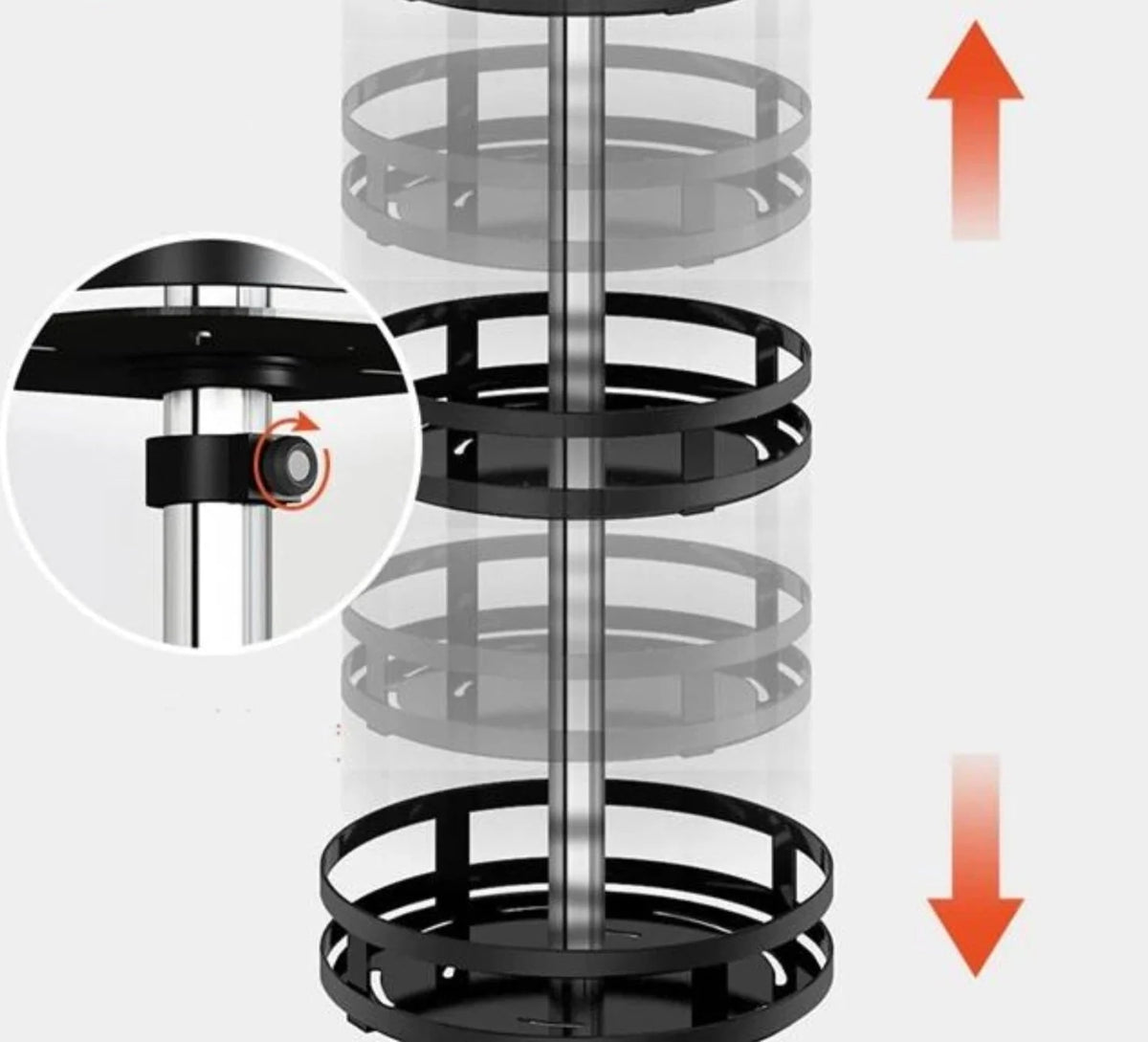 Rotating Storage Rack Stainless Steel 360° Adjustable Height
