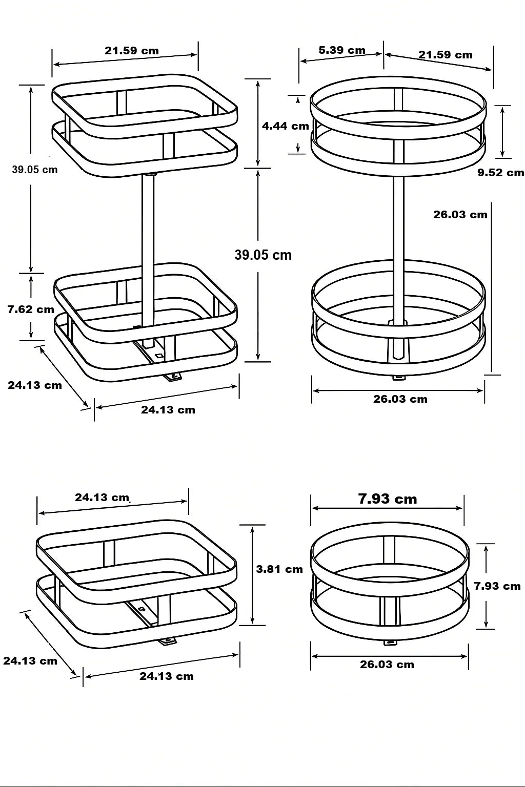 Rotating Storage Rack Stainless Steel 360° Adjustable Height