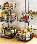 Rotating Storage Rack Stainless Steel 360° Turntable Adjustable Height