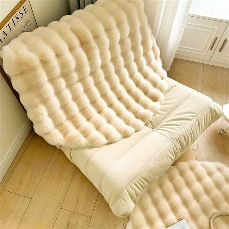 Round Area Rug Faux Fur Non-Slip Machine Washable