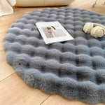 Round Area Rug Faux Fur Non-Slip Machine Washable
