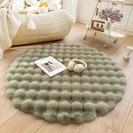 Round Area Rug Faux Fur Non-Slip Machine Washable