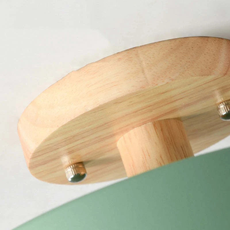Round Ceiling Lamp Dimmable LED Wood & Acrylic