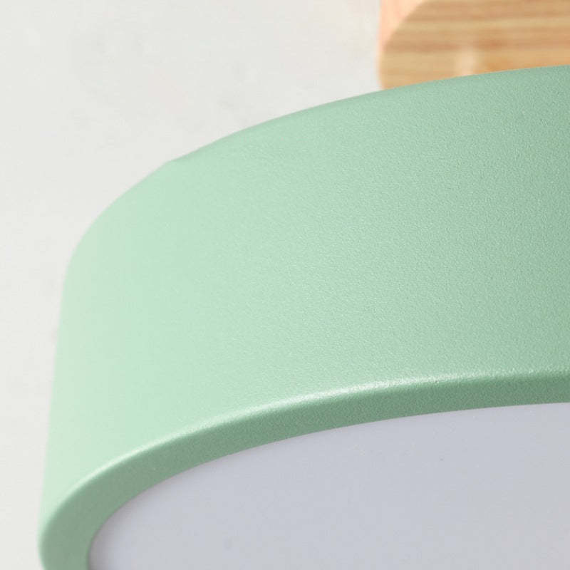 Round Ceiling Lamp Dimmable LED Wood & Acrylic