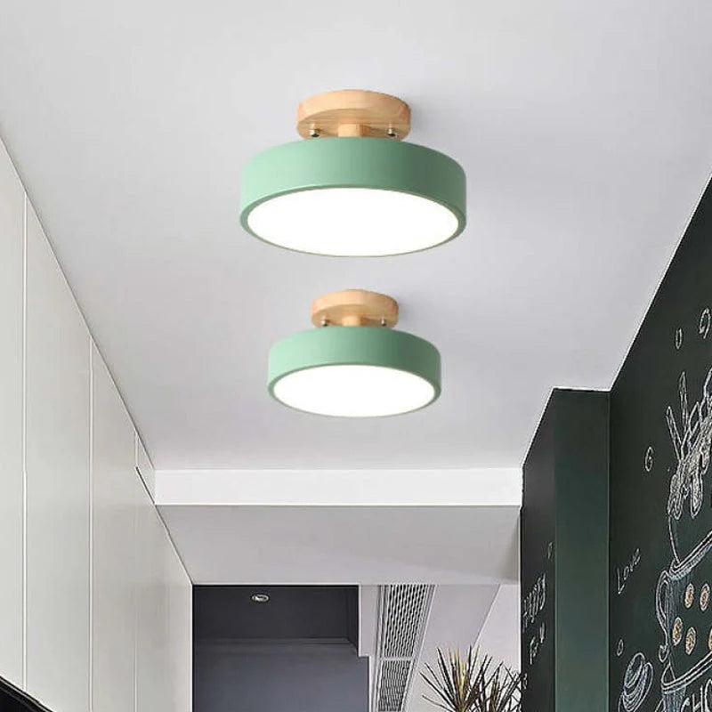 Round Ceiling Lamp Dimmable LED Wood & Acrylic