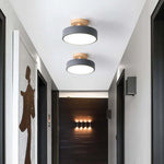 Round Ceiling Lamp Dimmable LED Wood & Acrylic