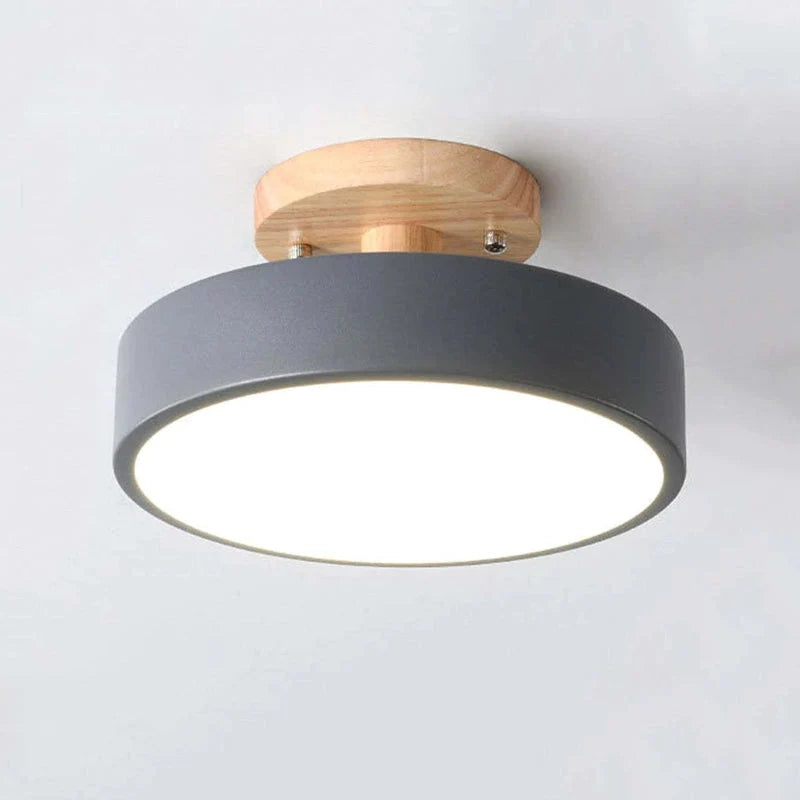 Round Ceiling Lamp Dimmable LED Wood & Acrylic