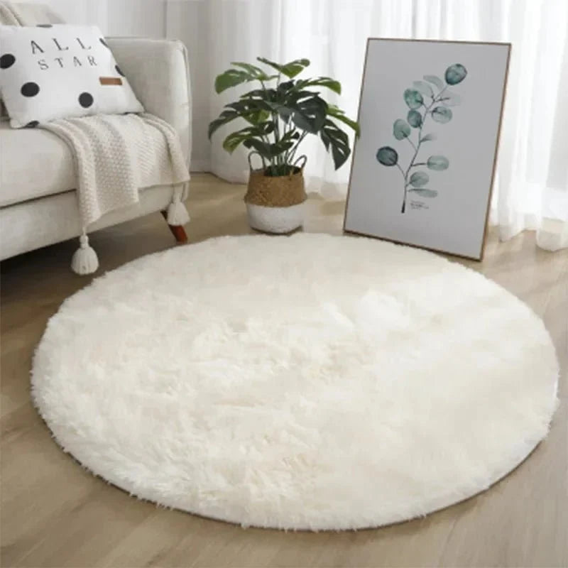 Round Plush Rug Ultra-Soft High-Pile 2-Inch Height