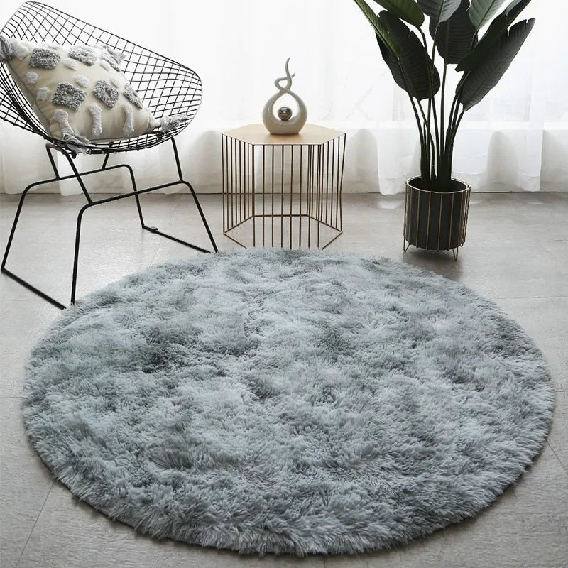 Round Plush Rug Ultra-Soft High-Pile 2-Inch Height