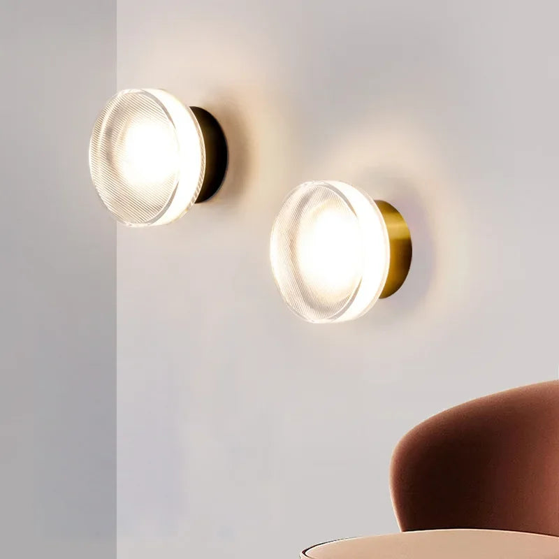 Round Wall Lamp Metal Built-In LED Warm Ambient