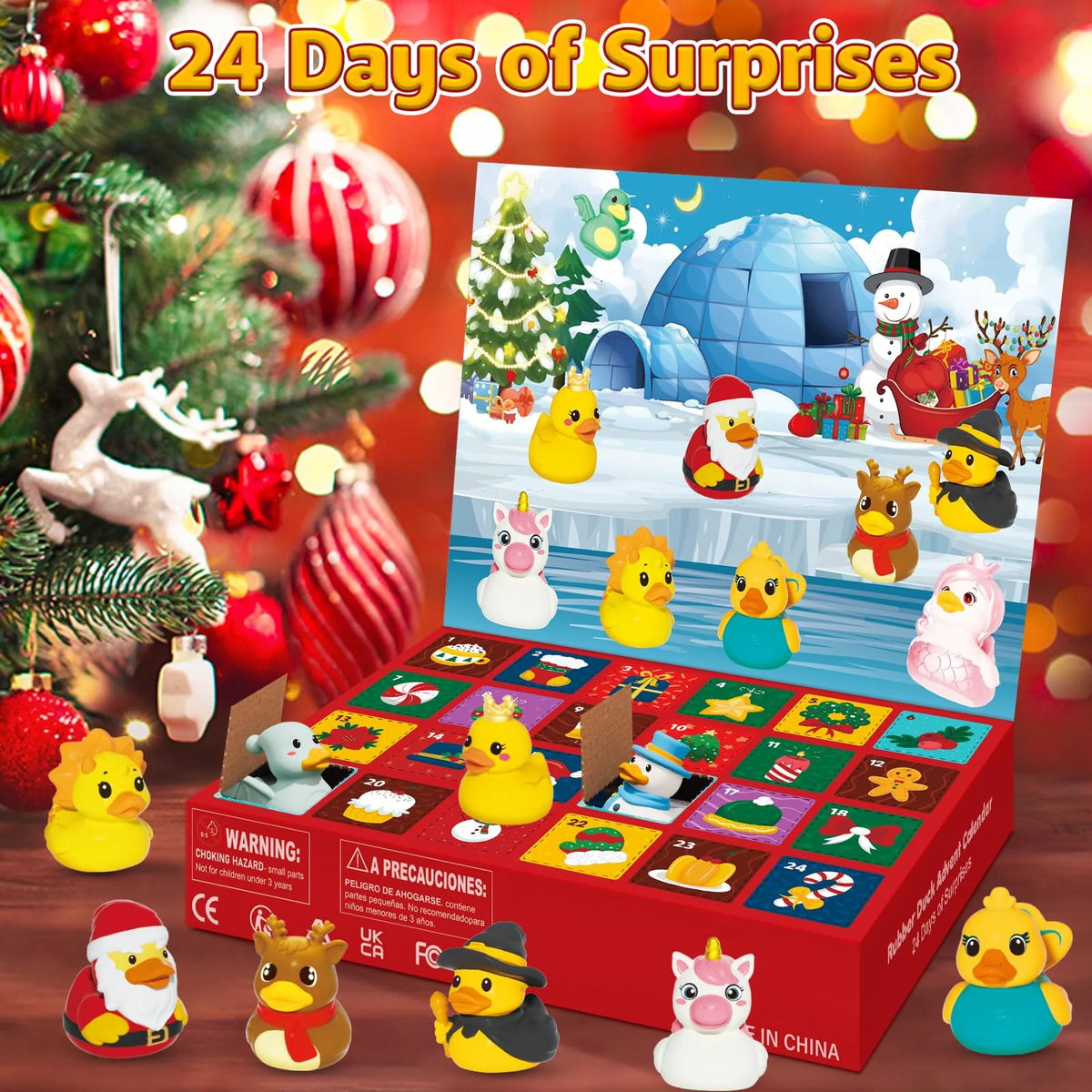 Rubber Duck Advent Calendar 24-Piece Holiday Bath Toy Set