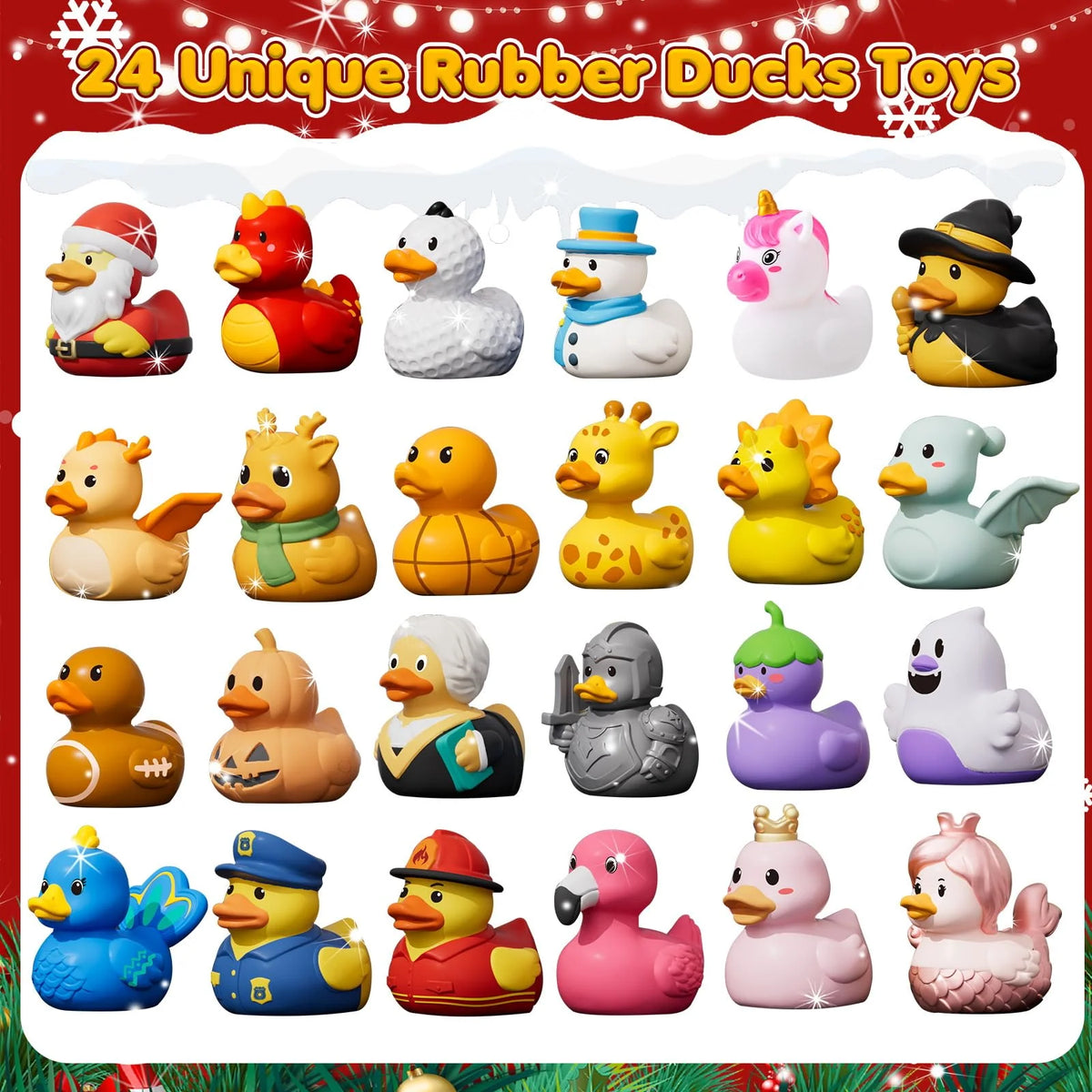 Rubber Duck Advent Calendar 24-Piece Holiday Bath Toy Set