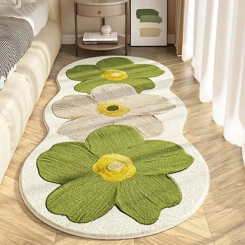 Rug Floral Design Soft Cashmere-Like Non-Slip Backing