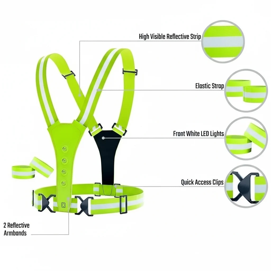 Running Vest LED Reflective USB Rechargeable