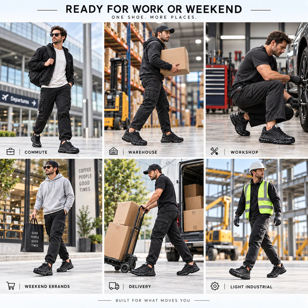 Safety Sneakers Reinforced Toe Puncture-Resistant Sole Slip-Resistant Tread