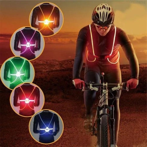 Safety Vest 360-Degree Visibility Flashing LEDs Adjustable Fit