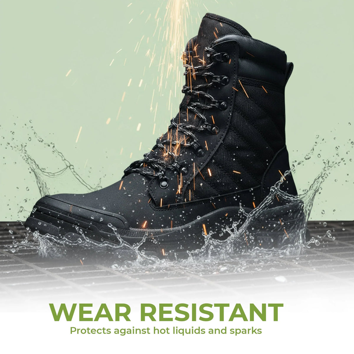 Safety Work Boots Steel Toe & Side Zip Cushioned Air Sole