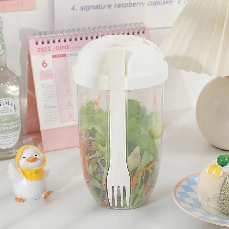 Salad Cup BPA-Free Built-In Fork Dressing Holder