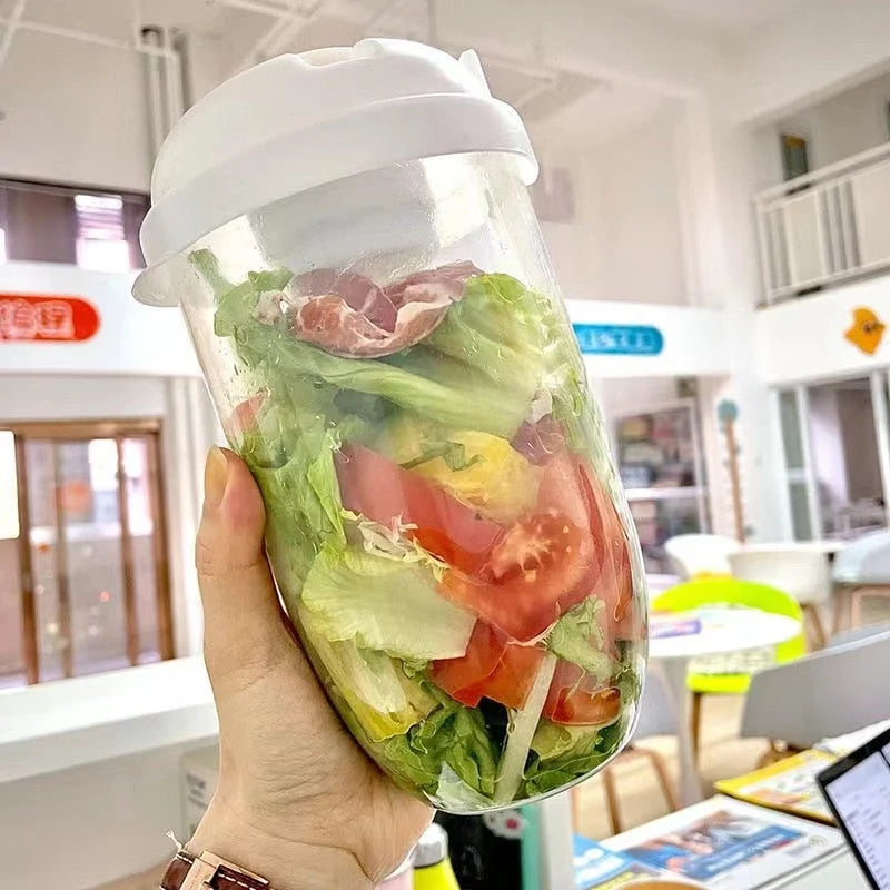 Salad Cup BPA-Free Built-In Fork Dressing Holder