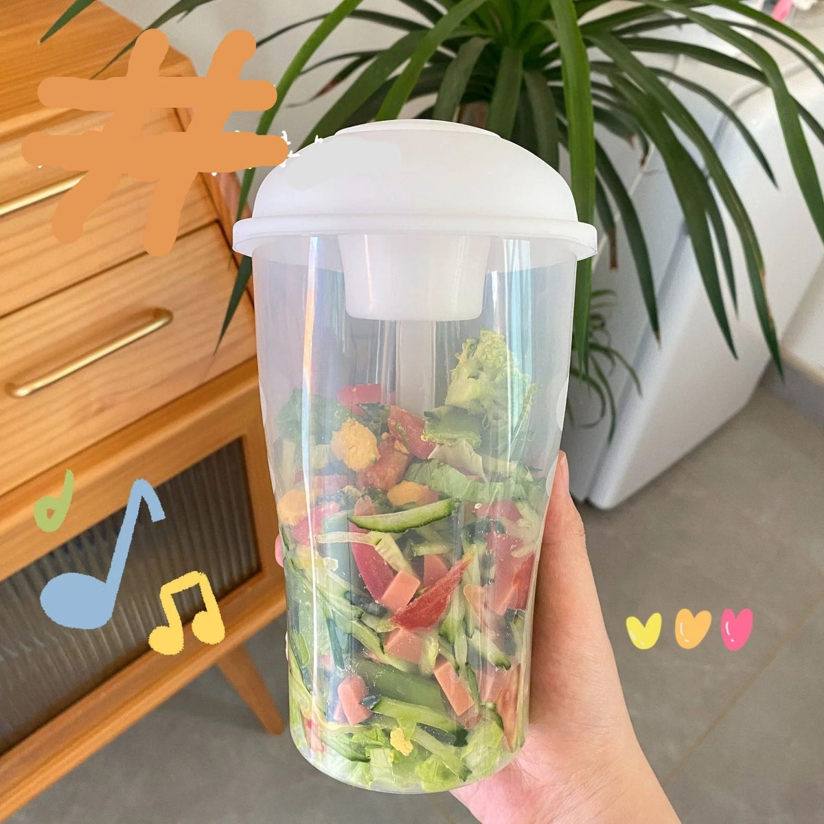 Salad Cup BPA-Free Built-In Fork Dressing Holder