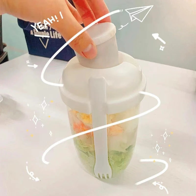 Salad Cup BPA-Free Built-In Fork Dressing Holder