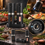 Salt And Pepper Mill Set Rechargeable Adjustable Grind LED Light