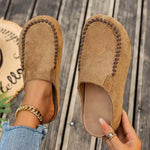 Sandals Suede-Like Leather Slip-On Flexible Flat Sole