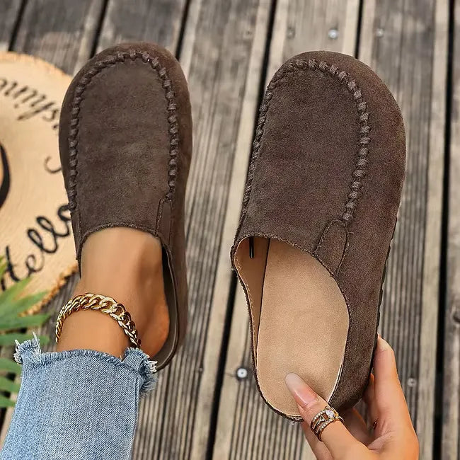 Sandals Suede-Like Leather Slip-On Flexible Flat Sole