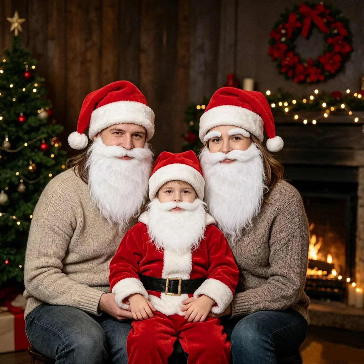 Santa Beard Long Curly Adjustable Elastic Band
