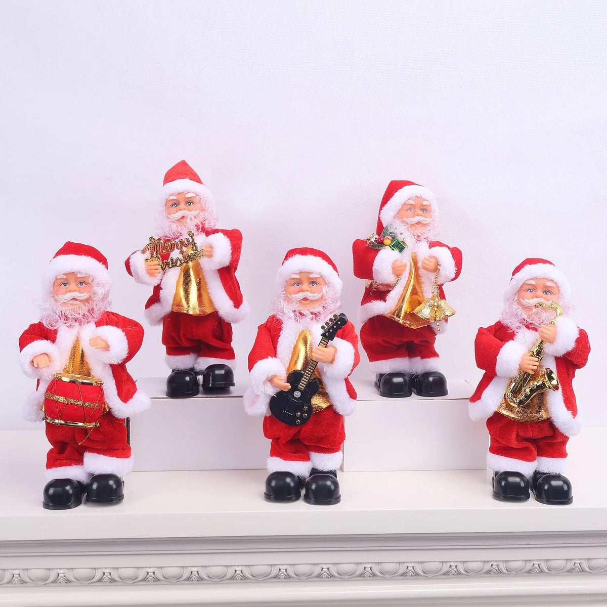 Santa Claus Figurine Hand-Painted Saxophone Tabletop Decor