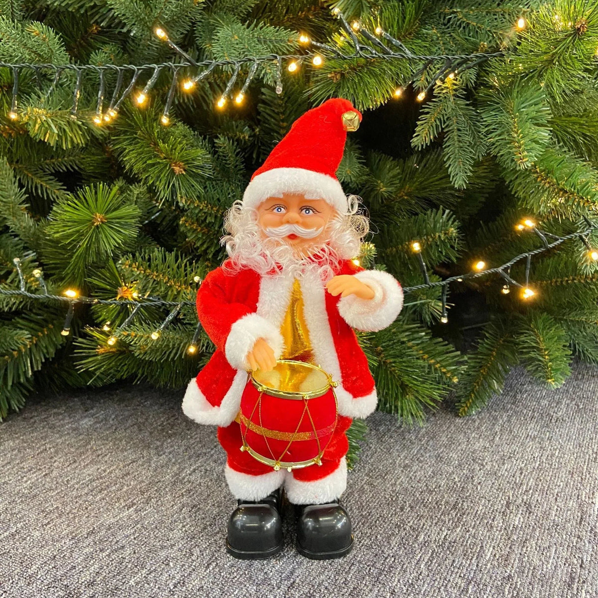 Santa Claus Figurine Illuminated Red & Gold Indoor & Outdoor