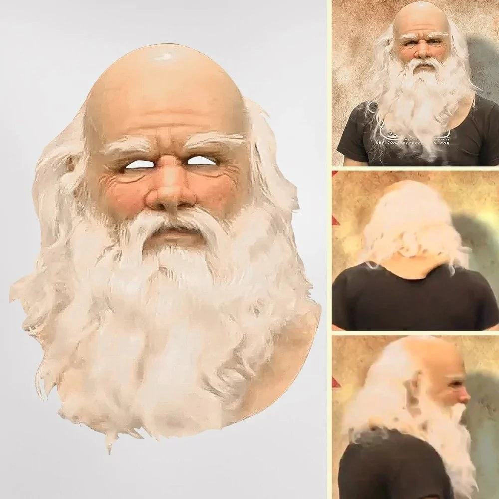 Santa Claus Mask Full-Head Latex Long White Beard