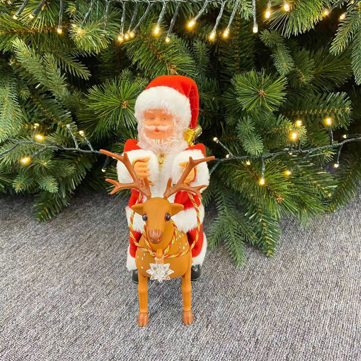 Santa Figure Plush Fabric Jingle Bells