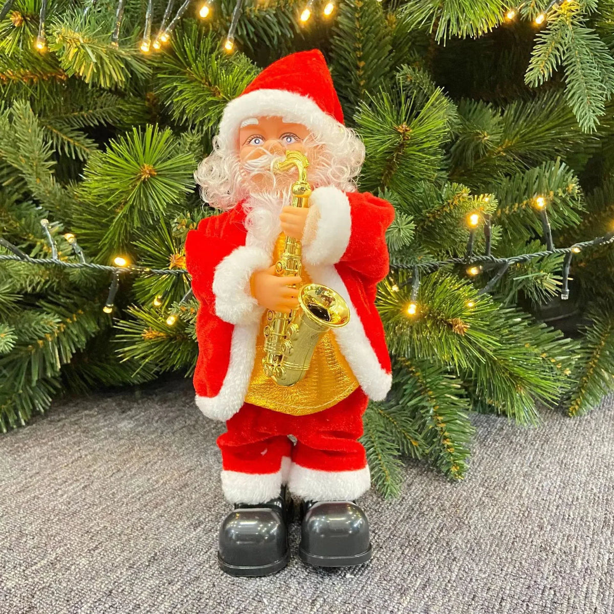 Santa Figure Plush Fabric Jingle Bells