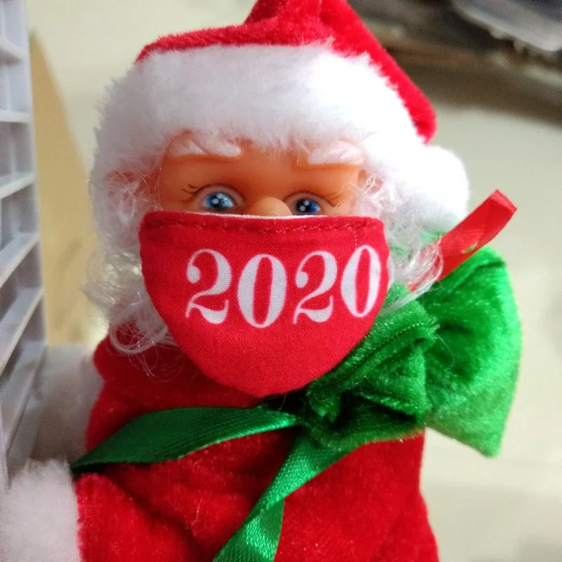 Santa Figurine Climbing Ladder Fiberglass & Mask Option
