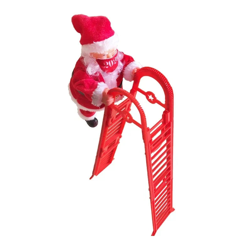 Santa Figurine Climbing Ladder Fiberglass & Mask Option